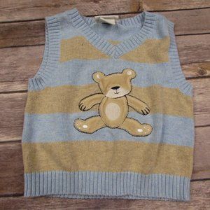 Lullaby Club Blue Tan Sweater Vest Teddy Bear Size